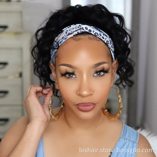 Head band Wigs For Black Women Malaysian Body Wave Human Hair Wigs With Headband Glueless Remy Scarf Headband Wig Human Hair